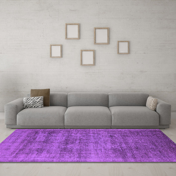 Machine Washable Oriental Purple Industrial Area Rugs in a Living Room, wshurb2411pur