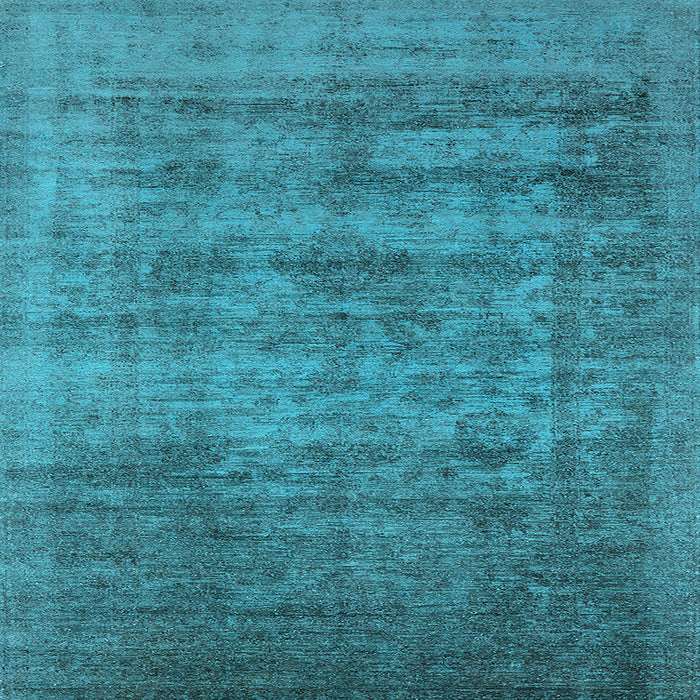 Square Machine Washable Oriental Light Blue Industrial Rug, wshurb2411lblu