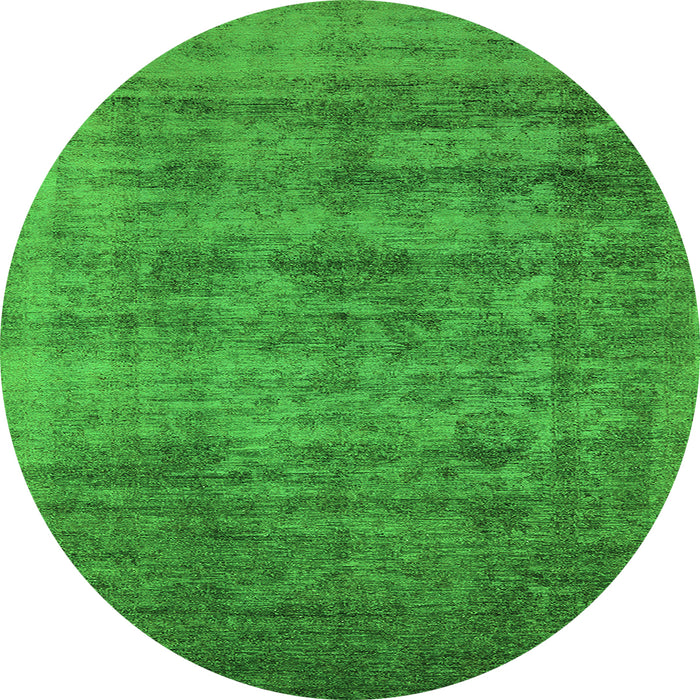 Round Oriental Green Industrial Rug, urb2411grn