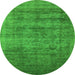 Round Oriental Green Industrial Rug, urb2411grn