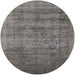 Round Machine Washable Industrial Modern Gray Rug, wshurb2411