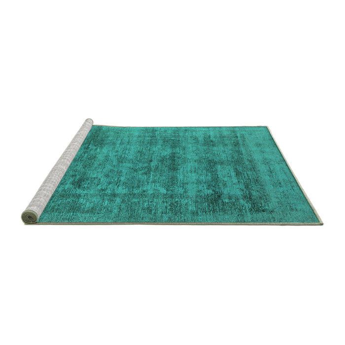 Sideview of Machine Washable Oriental Turquoise Industrial Area Rugs, wshurb2411turq