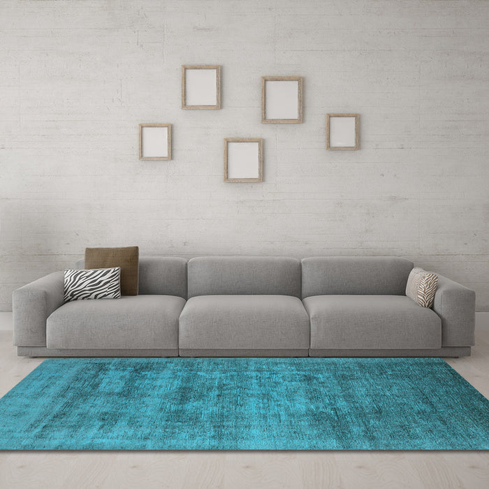 Machine Washable Oriental Light Blue Industrial Rug in a Living Room, wshurb2411lblu
