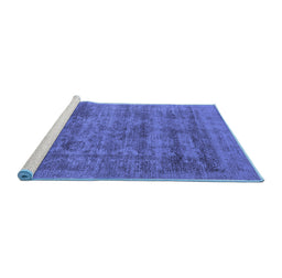 Sideview of Machine Washable Oriental Blue Industrial Rug, wshurb2411blu