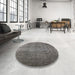 Round Machine Washable Industrial Modern Gray Rug in a Office, wshurb2411