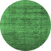 Round Oriental Emerald Green Industrial Rug, urb2411emgrn