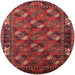 Round Machine Washable Industrial Modern Tomato Red Rug, wshurb2412