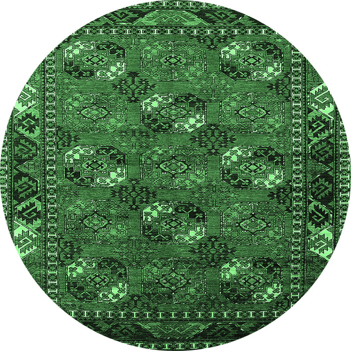Round Oriental Emerald Green Industrial Rug, urb2412emgrn