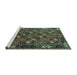 Sideview of Machine Washable Oriental Turquoise Industrial Area Rugs, wshurb2412turq