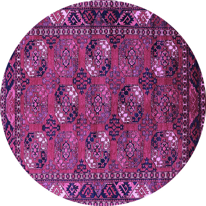 Round Machine Washable Oriental Purple Industrial Area Rugs, wshurb2412pur