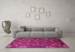 Machine Washable Oriental Pink Industrial Rug in a Living Room, wshurb2412pnk