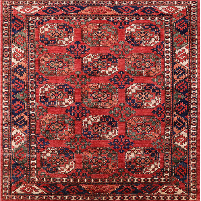 Square Machine Washable Industrial Modern Tomato Red Rug, wshurb2412