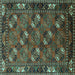 Square Oriental Turquoise Industrial Rug, urb2412turq