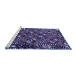 Sideview of Machine Washable Oriental Blue Industrial Rug, wshurb2412blu