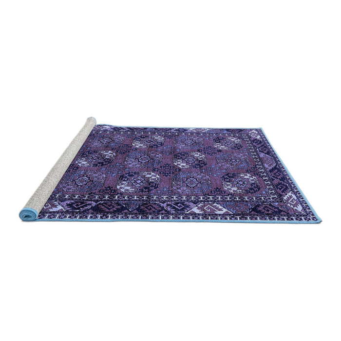 Sideview of Machine Washable Oriental Blue Industrial Rug, wshurb2412blu