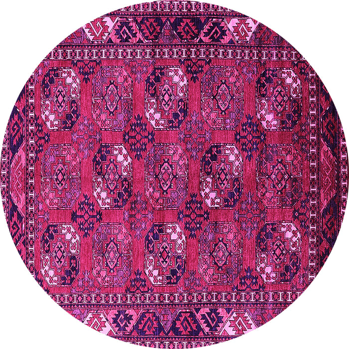Round Machine Washable Oriental Pink Industrial Rug, wshurb2412pnk
