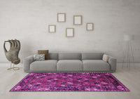 Machine Washable Oriental Purple Industrial Rug, wshurb2412pur