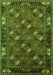 Machine Washable Oriental Green Industrial Area Rugs, wshurb2412grn