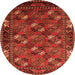 Round Oriental Orange Industrial Rug, urb2412org