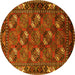 Round Oriental Yellow Industrial Rug, urb2412yw