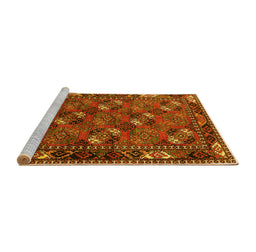 Sideview of Machine Washable Oriental Yellow Industrial Rug, wshurb2412yw