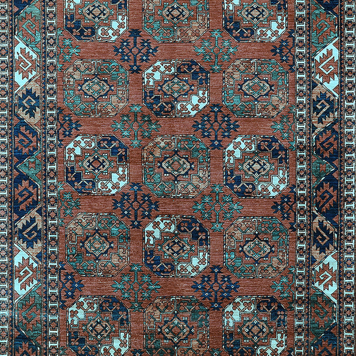 Machine Washable Oriental Light Blue Industrial Rug, wshurb2412lblu