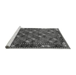 Sideview of Machine Washable Oriental Gray Industrial Rug, wshurb2412gry