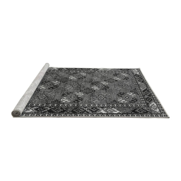 Sideview of Machine Washable Oriental Gray Industrial Rug, wshurb2412gry