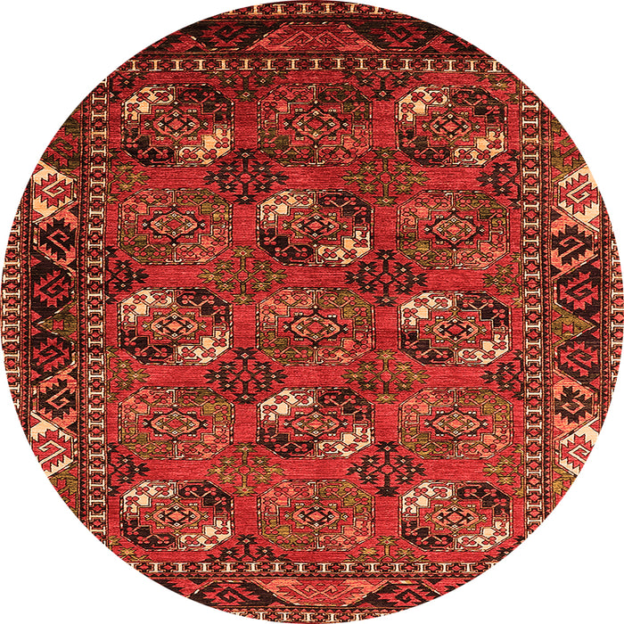 Round Machine Washable Oriental Orange Industrial Area Rugs, wshurb2412org