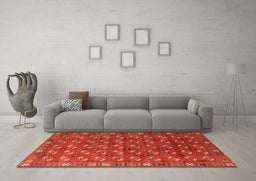 Machine Washable Southwestern Orange Country Area Rugs in a Living Room, wshurb2413org