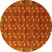 Round Machine Washable Southwestern Yellow Country Rug, wshurb2413yw