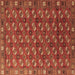 Square Machine Washable Southwestern Brown Country Rug, wshurb2413brn