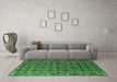 Machine Washable Southwestern Emerald Green Country Area Rugs in a Living Room,, wshurb2413emgrn