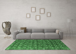 Machine Washable Southwestern Emerald Green Country Area Rugs in a Living Room,, wshurb2413emgrn
