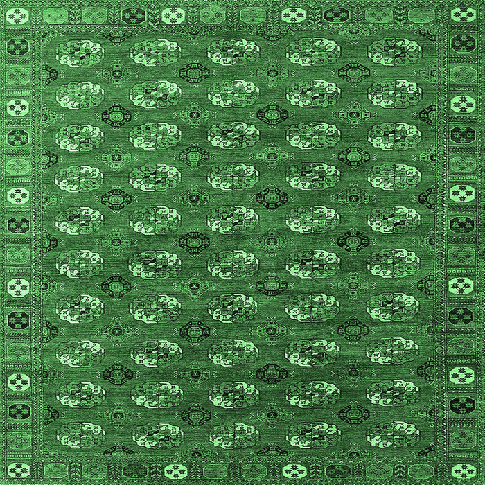 Square Machine Washable Southwestern Emerald Green Country Area Rugs, wshurb2413emgrn