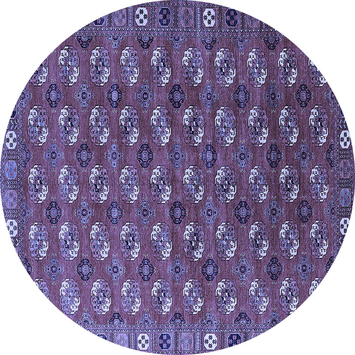 Round Southwestern Blue Country Rug, urb2413blu