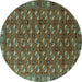 Round Southwestern Turquoise Country Rug, urb2413turq