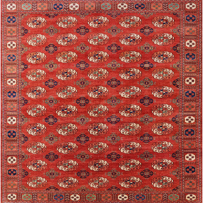 Square Mid-Century Modern Orange Southwestern Rug, urb2413