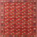 Square Mid-Century Modern Orange Southwestern Rug, urb2413