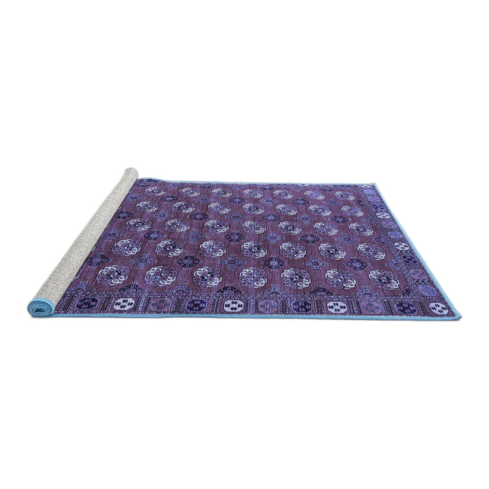 Sideview of Machine Washable Southwestern Blue Country Rug, wshurb2413blu