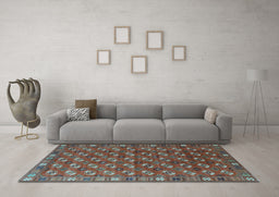 Machine Washable Southwestern Light Blue Country Rug in a Living Room, wshurb2413lblu