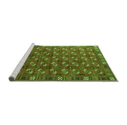 Sideview of Machine Washable Southwestern Green Country Area Rugs, wshurb2413grn