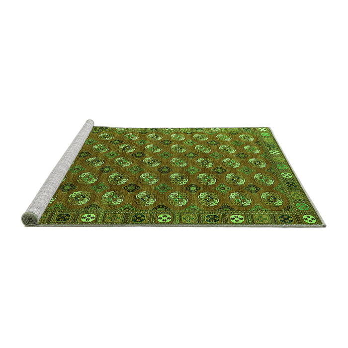 Sideview of Machine Washable Southwestern Green Country Area Rugs, wshurb2413grn