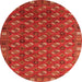 Round Machine Washable Southwestern Orange Country Area Rugs, wshurb2413org