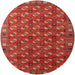 Round Mid-Century Modern Orange Southwestern Rug, urb2413