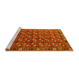 Sideview of Machine Washable Southwestern Yellow Country Rug, wshurb2413yw