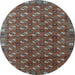 Round Machine Washable Southwestern Light Blue Country Rug, wshurb2413lblu