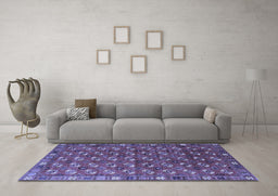 Machine Washable Southwestern Blue Country Rug in a Living Room, wshurb2413blu