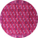 Round Machine Washable Southwestern Pink Country Rug, wshurb2413pnk