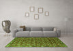 Machine Washable Southwestern Green Country Area Rugs in a Living Room,, wshurb2413grn